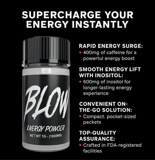 BLOW ENERGY POWDER - 1G Container (400MG Caffeine Per Vial)
