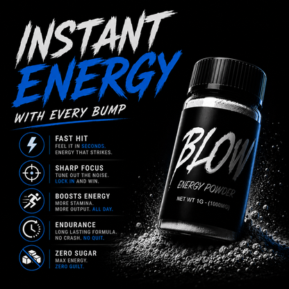 BLOW ENERGY POWDER - 1G Container - 10 Pack (400MG Caffeine Per Vial)