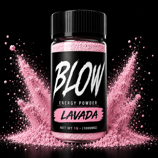 BLOW ENERGY POWDER - STRAWBERRY LAVADA - 1G Container (400MG Caffeine Per Vial) PRE-ORDER - SHIPS 8/1